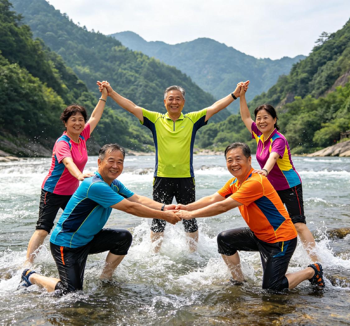 溪流合影